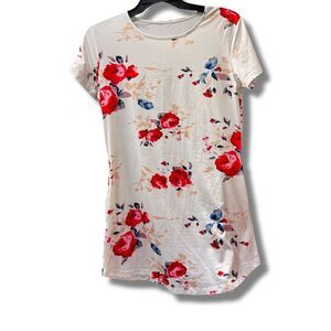 Women's Ivory Shirt Dress Knit Mini Dress w/ Pockets Size L